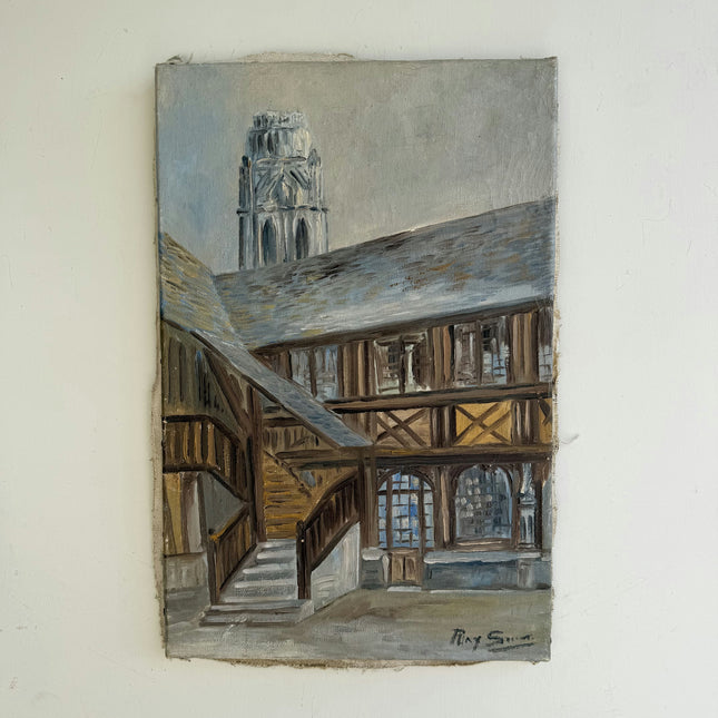 Original Cityscape Oil Painting "Wooden Staircase" Classic Art Holland Art Shop