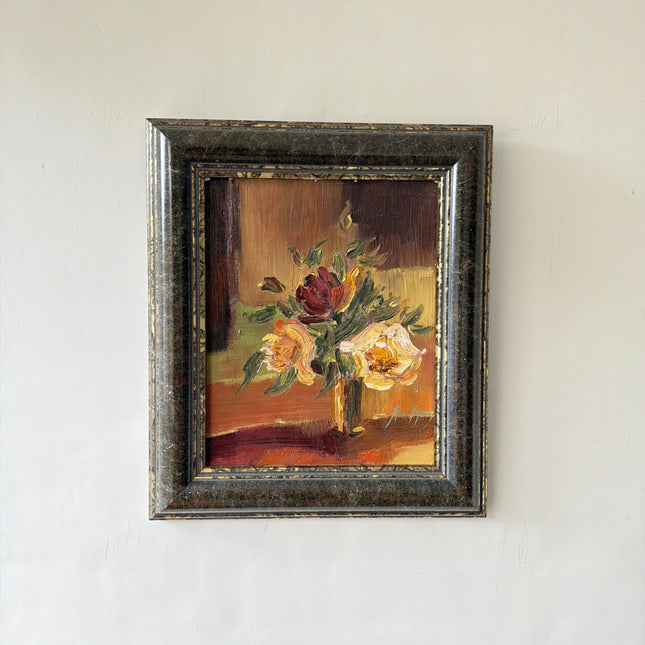 Rustic Flowery Still Life Oil Painting "Flower Vase" Refined Small Art Holland Art Shop