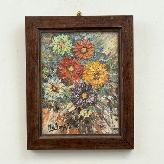 Original Floral Still Life Oil Painting "Colorful Flowers" Small Artwork Holland Art Shop