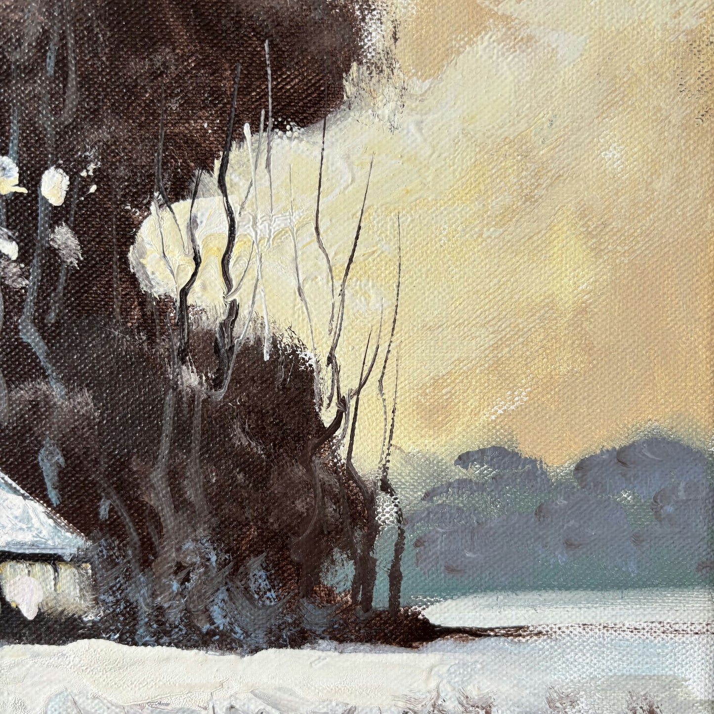 Refined Oil Painting Winter Landscape "Winter Trees" Figurative Large Artwork