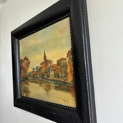 Traditional Landscape Oil Painting "Village Church" Authentic Art Holland Art Shop