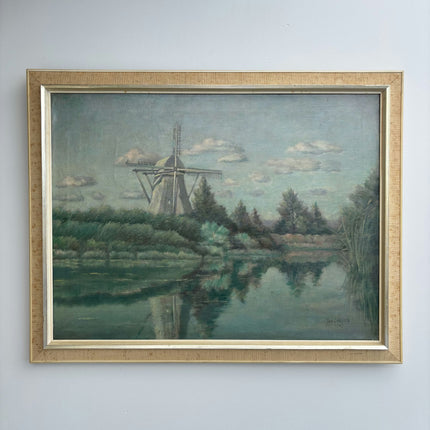 Vintage Landscape Oil Painting "Windmill Structure" Timeless Art Holland Art Shop