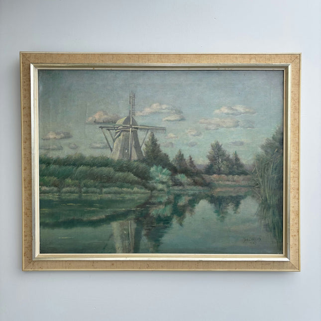 Vintage Landscape Oil Painting "Windmill Structure" Timeless Art Holland Art Shop