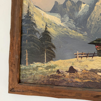 Handcrafted Oil Painting Landscape "Mountain Cabin" Original Medium Art Holland Art Shop