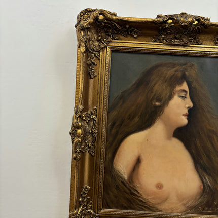 Antique Portrait Oil Painting "Young Woman" Traditional Artwork Holland Art Shop