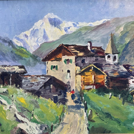 Original Landscape Oil Painting "Mountain Village" Traditional Art Holland Art Shop
