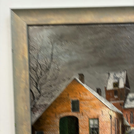 Vintage Cityscape Oil Painting "Brick Barn" Handcrafted Dutch Art Holland Art Shop