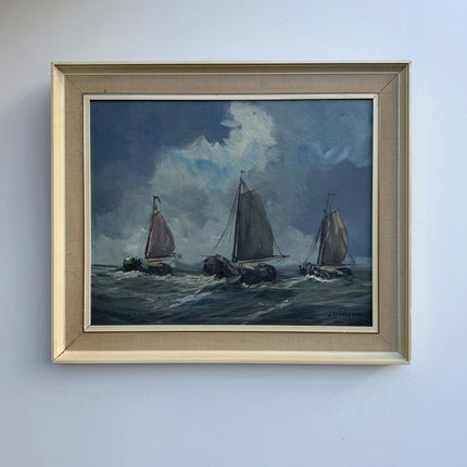 Rustic Seascape Oil Painting "Sailing Boats" Traditional Artwork Holland Art Shop