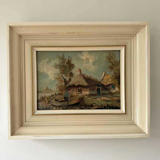 Original Landscape Oil Painting "Thatched Cottage" Rustic Small Art Holland Art Shop