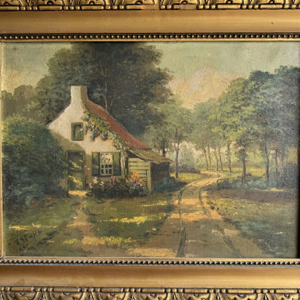 Authentic Landscape Oil Painting "Thatched Cottage" Elegant Art Holland Art Shop