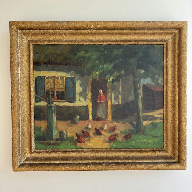 Timeless Farm Oil Painting "Woman Standing" Handcrafted Art Holland Art Shop