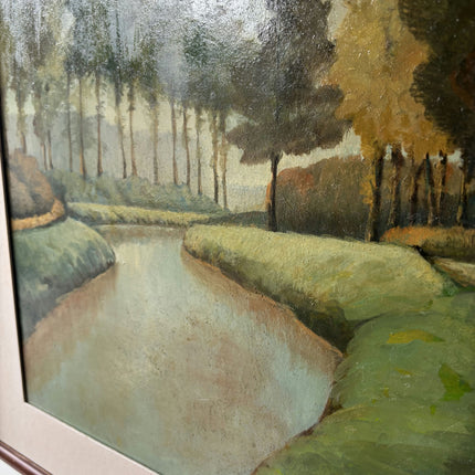 Original Landscape Oil Painting "Meandering River" Vintage Artwork Holland Art Shop