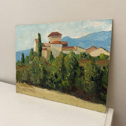 Expressive Landscape Oil Painting "Hilltop Village" Elegant Small Artwork Holland Art Shop