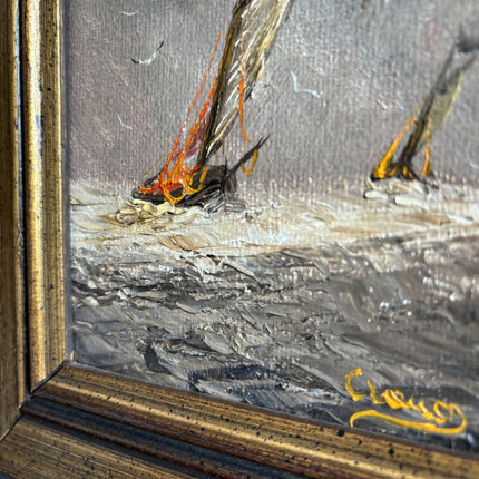 Original Seascape Oil Painting "Gilded Frame" Classic Small Art Holland Art Shop