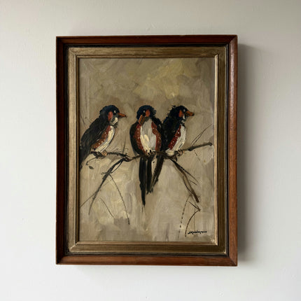 Traditional Animals Oil Painting "Three Birds" Authentic Art Holland Art Shop