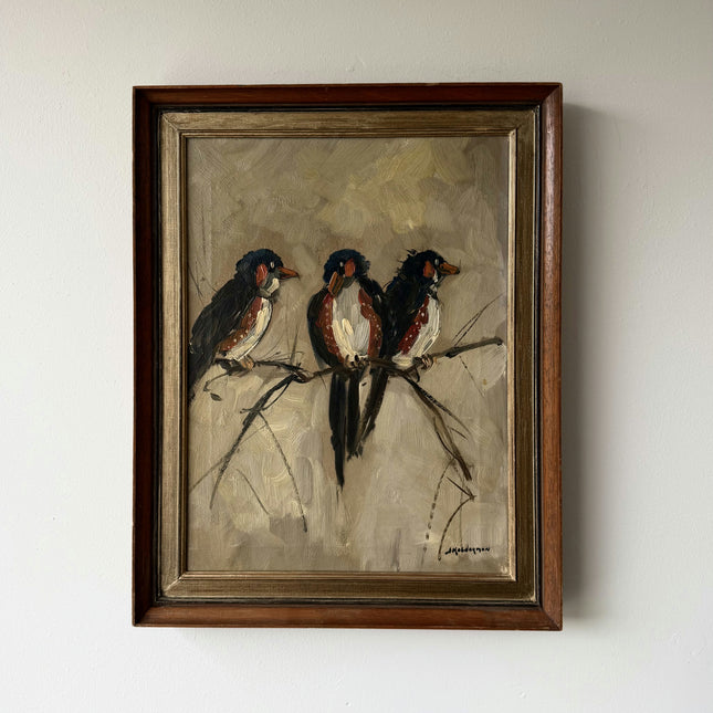 Traditional Animals Oil Painting "Three Birds" Authentic Art Holland Art Shop