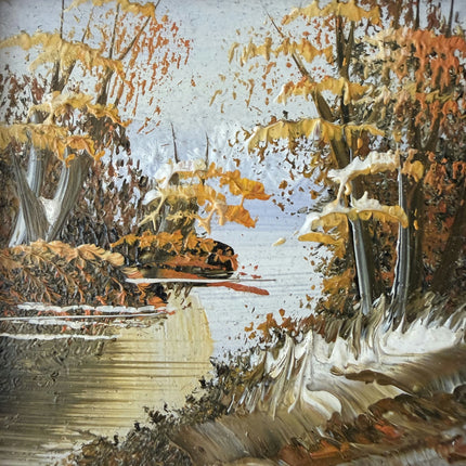 Handcrafted Landscape Oil Painting "Autumn River" Classic Small Artwork Holland Art Shop