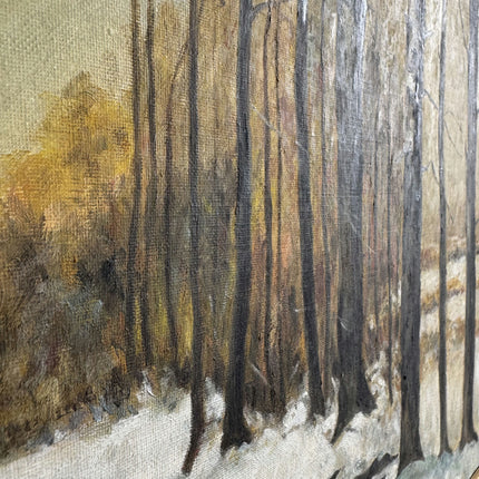 Vintage Winter Landscape Oil Painting "Birch Trees" Elegant Artwork Holland Art Shop