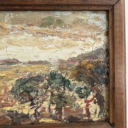 Rustic Landscape Oil Painting "Oak Trees" Detailed Small Artwork Holland Art Shop