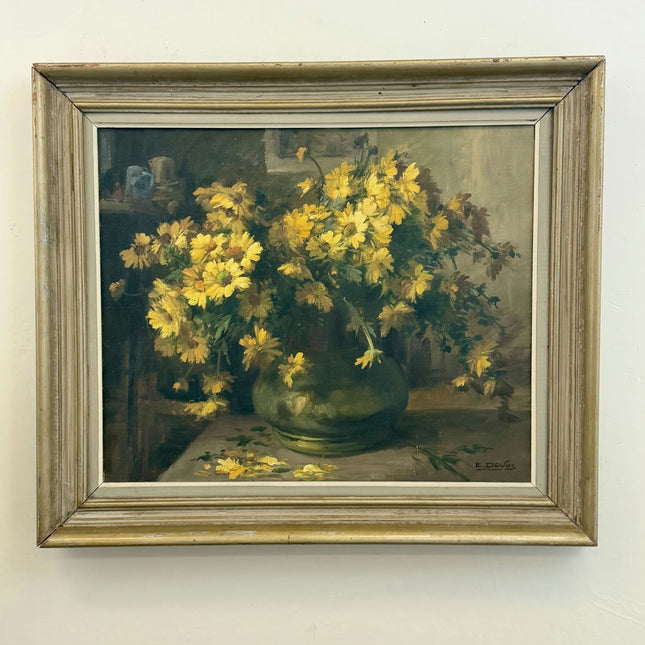 Timeless Floral Still Life Oil Painting "Yellow Bouquet" Rustic Large Art Holland Art Shop