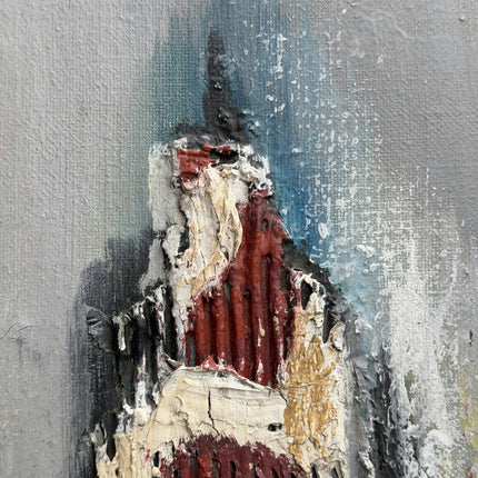 Refined Cityscape Oil Painting "Red Cathedral" Authentic Small Artwork Holland Art Shop