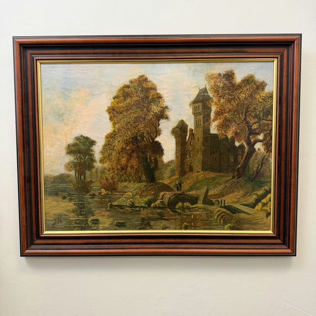 Original Landscape Oil Painting "Stone Castle" Handcrafted Large Art Holland Art Shop
