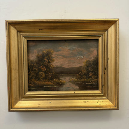 Refined Landscape Oil Painting "Gilded Frame" Handcrafted Small Artwork Holland Art Shop