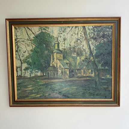 Vintage Landscape Oil Painting "Village Church" Classic Art Holland Art Shop