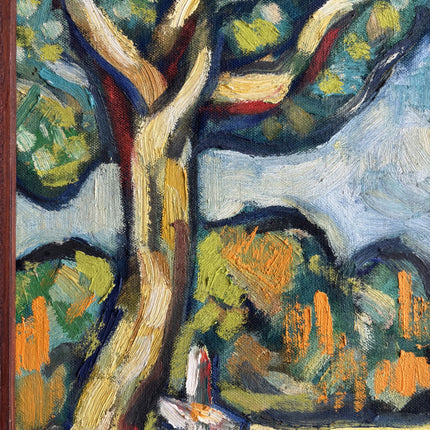 Expressive Landscape Oil Painting "White Church" Rustic Art Holland Art Shop