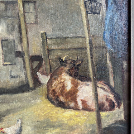 Handcrafted Farm Oil Painting "Farm Woman" Vintage Large Art Holland Art Shop