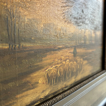 Vintage Animals Oil Painting "Shepherd And Sheep" Original Artwork Holland Art Shop