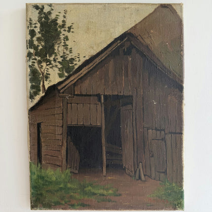 Handcrafted Cityscape Oil Painting "Old Barn" Original Small Artwork Holland Art Shop