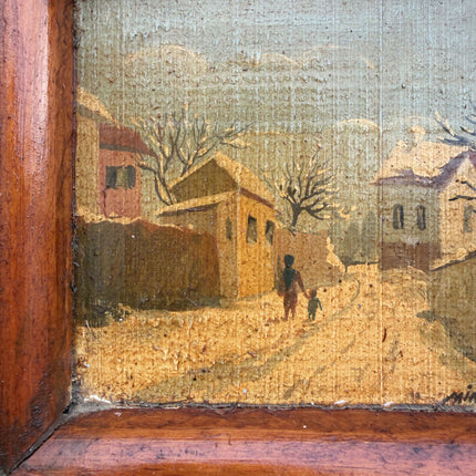 Original Winter Landscape Oil Painting "Snowy Village" Expressive Small Art Holland Art Shop