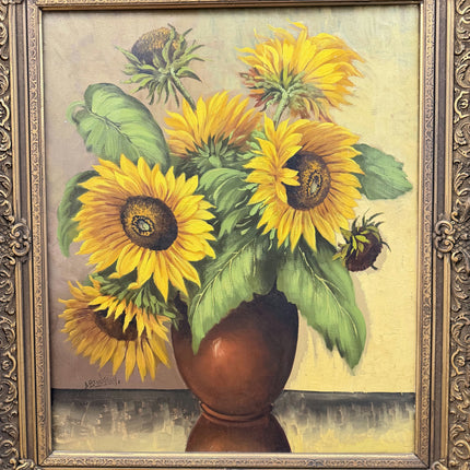 Classic Floral Still Life Oil Painting "Sunflower Vase" Elegant Large Artwork Holland Art Shop
