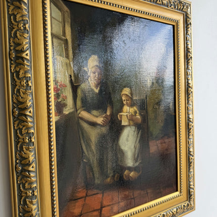 Original Interior Oil Painting "Seated Mother" Expressive Artwork Holland Art Shop