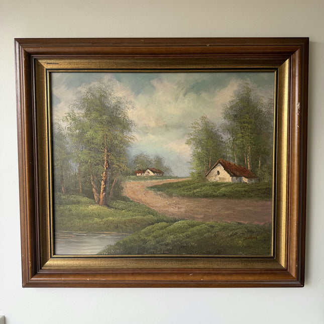 Traditional Landscape Oil Painting "Thatched Cottage" Authentic Large Art Holland Art Shop