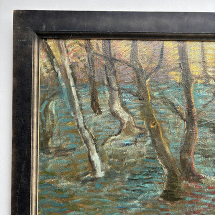 Refined Landscape Oil Painting "Woodland Trees" Rustic Large Art Holland Art Shop