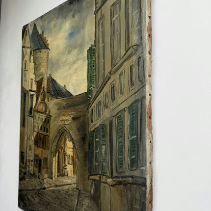 Expressive Cityscape Oil Painting "Stone Archway" Detailed Artwork Holland Art Shop