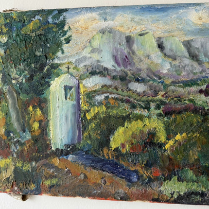 Vintage Landscape Oil Painting "White Shrine" Classic Small Art Holland Art Shop