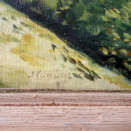 Handcrafted Landscape Oil Painting "Tree Lined Path" Rustic Belgique Artwork Holland Art Shop