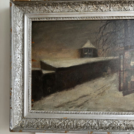 Elegant Cityscape Oil Painting "Silver Frame" Vintage Artwork Holland Art Shop