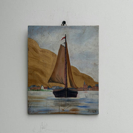 Detailed Harbor Scene Oil Painting "Sailing Ship" Expressive Small Art Holland Art Shop