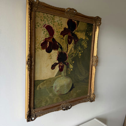 Elegant Flowery Still Life Oil Painting "Green Vase" Refined Art Holland Art Shop
