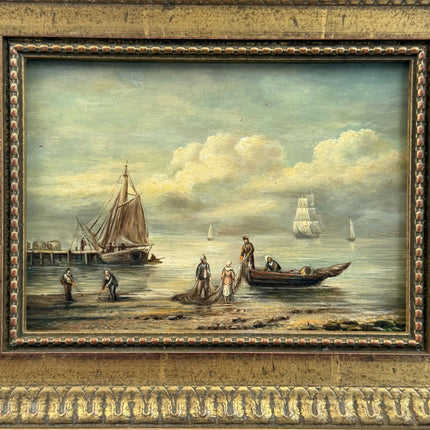Expressive Seascape Oil Painting "Fishing Boat" Classic Small Artwork Holland Art Shop