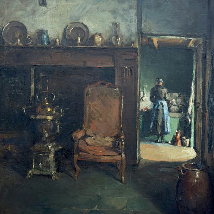Refined Interior Oil Painting "Armchair Scene" Expressive Large Art Holland Art Shop