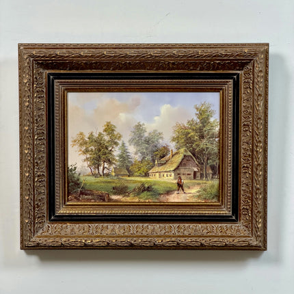 Timeless Farm Oil Painting "Thatched Cottage" Expressive Small Art Holland Art Shop