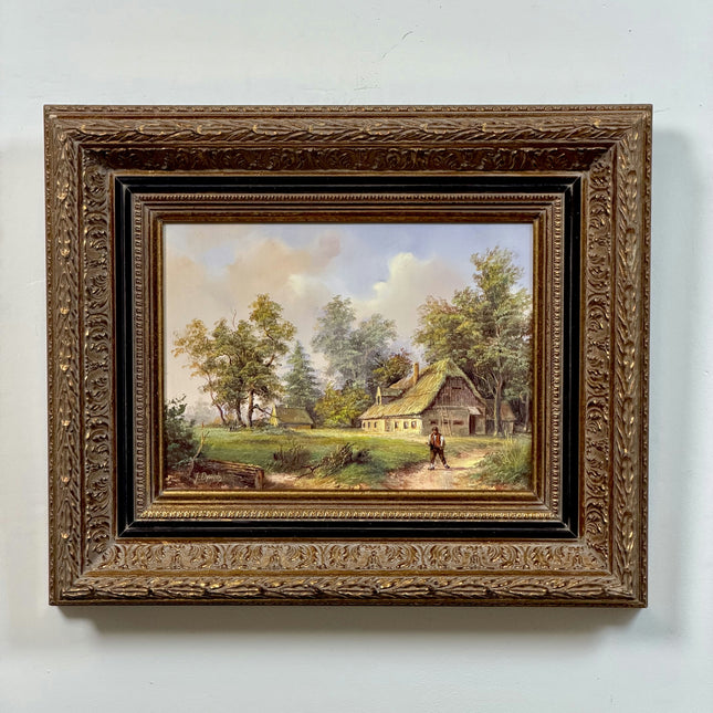 Timeless Farm Oil Painting "Thatched Cottage" Expressive Small Art Holland Art Shop