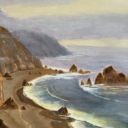 Original Oil Painting Harbor Scene "Coastal Cliffs" Intriguing Medium Artwork Holland Art Shop