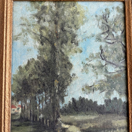 Vintage Landscape Oil Painting "Row Of Trees" Refined Small Artwork Holland Art Shop