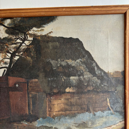 Traditional Farm Oil Painting "Lonely Tree" Handcrafted Artwork Holland Art Shop